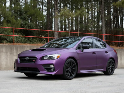 Subaru WRX STI wrapped in Satin HX20000 Deep Purple Wet vinyl wrap HX20V43W