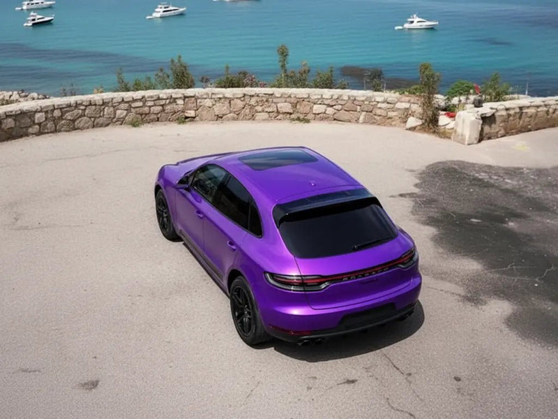 Porsche Macan wrapped in Gloss HX20000 Goddess Purple wrap film HX20V44B detail