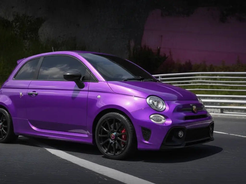 DIY Fiat 500 Abarth wrapped in Gloss HX20000 Goddess Purple car wrap film HX20V44B
