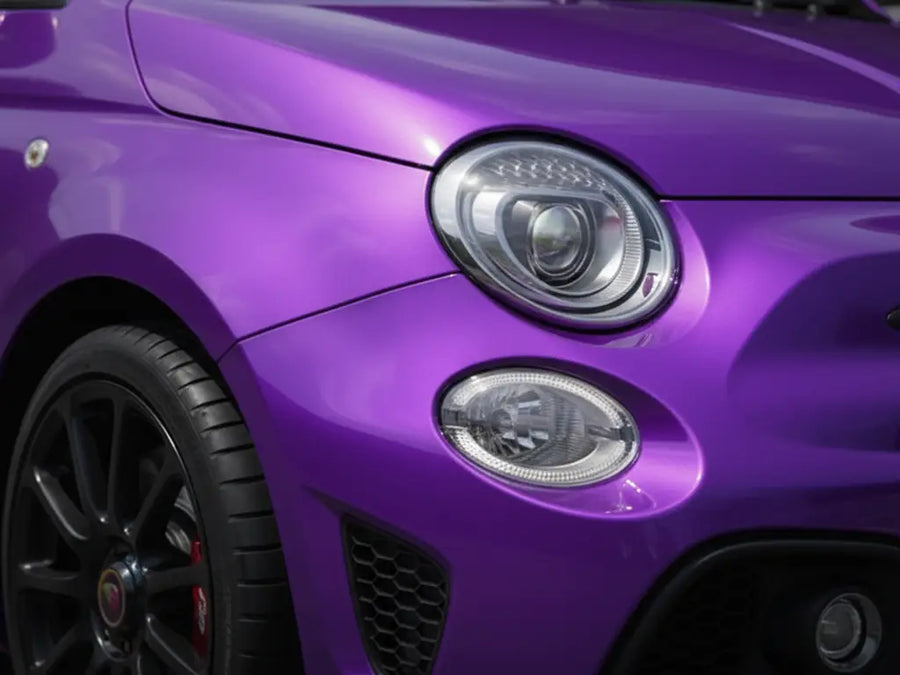 Fiat 500 Abarth wrapped in Gloss HX20000 Goddess Purple restyling film HX20V44B