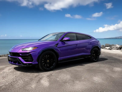 DIY Lamborghini Urus wrapped in Gloss HX20000 Goddess Purple vinyl wrap HX20V44B detail