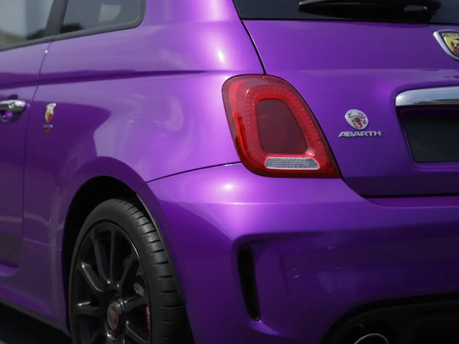 Abarth 595 wrapped in Gloss HX20000 Goddess Purple automotive vinyl film HX20V44B