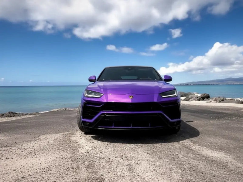 DIY Lamborghini Urus wrapped in Gloss HX20000 Goddess Purple vinyl wrap HX20V44B detail