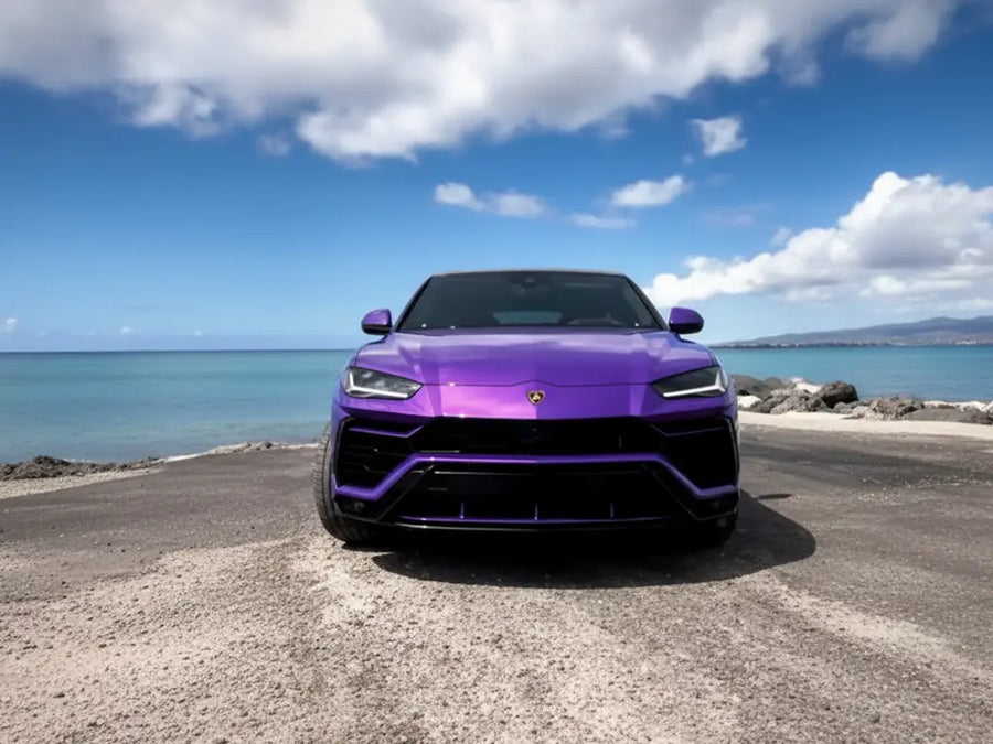DIY Lamborghini Urus wrapped in Gloss HX20000 Goddess Purple vinyl wrap HX20V44B detail