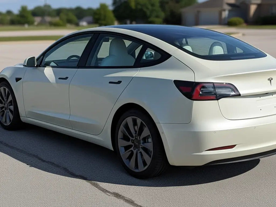 Tesla 3 wrapped in Matte HX20000 Adventure Green car wrap film HX20VAVM