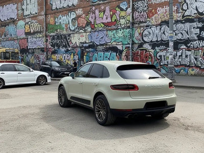 DIY Porsche Macan wrapped in Matte HX20000 Adventure Green automotive vinyl film HX20VAVM