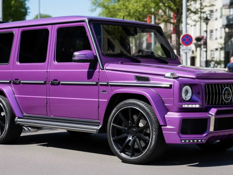 DIY Mercedes-Benz G-Class wrapped in Gloss HX20000 Byzantine Violet wrap film HX20VBYB detail