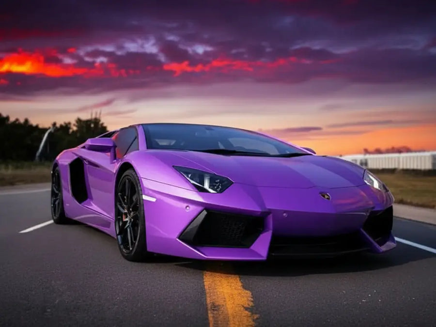 DIY Lamborghini Aventador wrapped in Gloss HX20000 Byzantine Violet vinyl wrap HX20VBYB