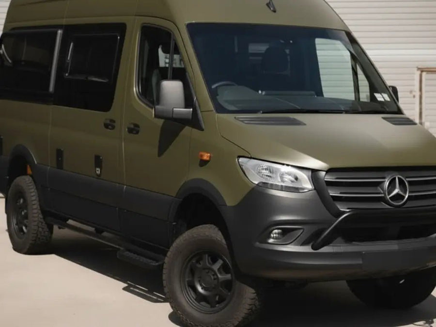 Mercedes-Benz Sprinter wrapped in Matte HX20000 Military Green vinyl wrap HX20VMIM