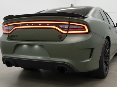 Dodge Charger SRT wrapped in Matte HX20000 Military Green automotive vinyl film HX20VMIM