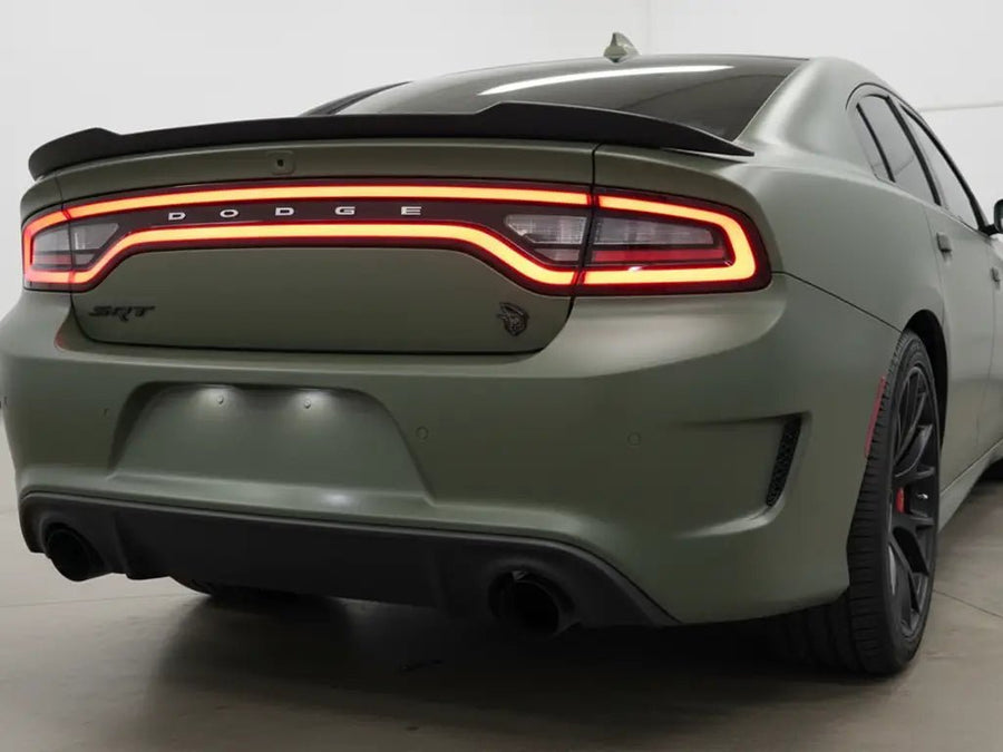 Dodge Charger SRT wrapped in Matte HX20000 Military Green automotive vinyl film HX20VMIM