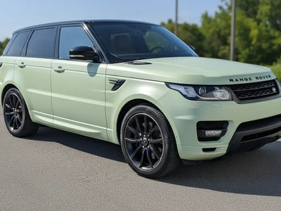 Range Rover wrapped in Hexis Satin HX20000 Naiade Green wrap film HX20VNAS