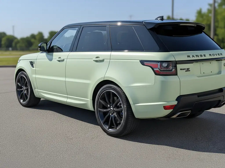 DIY Range Rover wrapped in Satin HX20000 Naiade Green car wrap film HX20VNAS