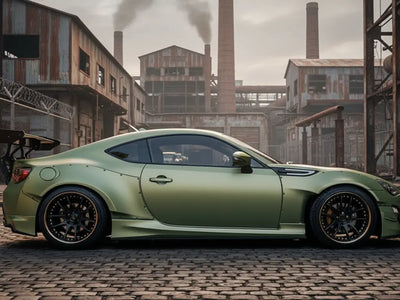 Toyota 86 wrapped in Hexis Satin HX20000 Naiade Green wrap film HX20VNAS