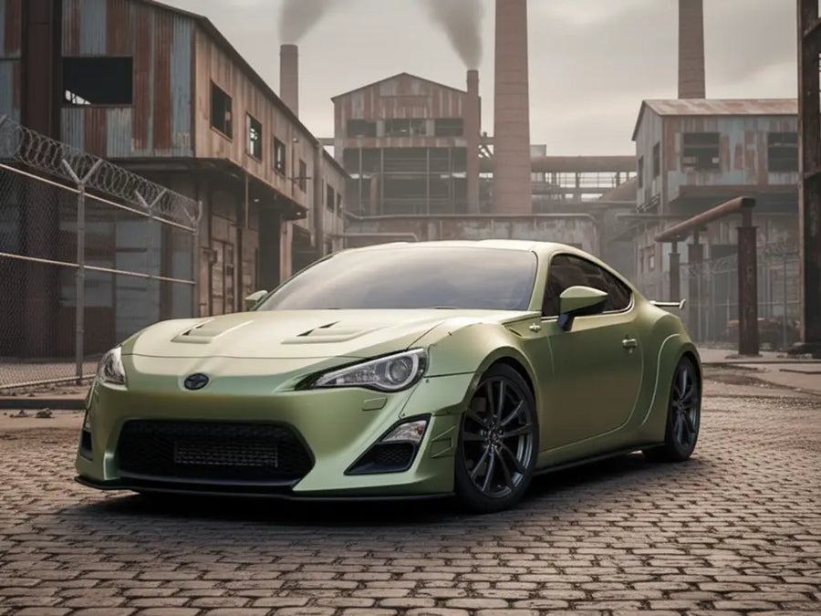 Toyota 86 wrapped in Hexis Satin HX20000 Naiade Green wrap film HX20VNAS detail
