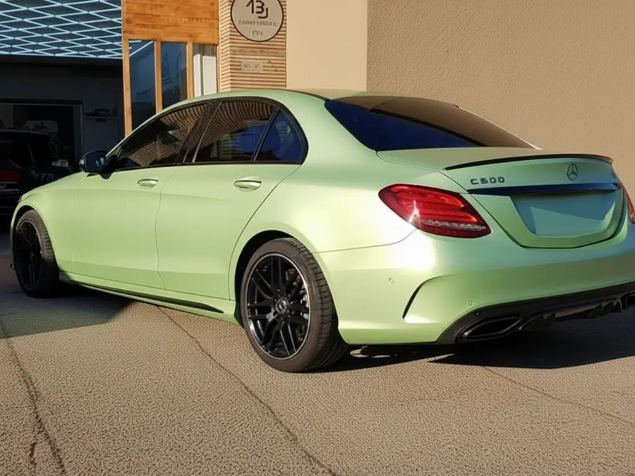 Mercedes-Benz C-Class wrapped in Satin HX20000 Naiade Green restyling film HX20VNAS
