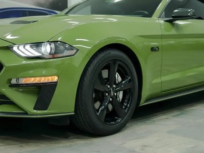 Ford Mustang wrapped in Hexis Gloss HX20000 Olive Green car wrap film HX20VFAB