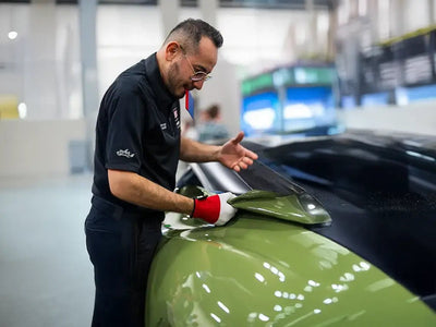 DIY Car wrapped in Gloss HX20000 Olive Green restyling film HX20VFAB