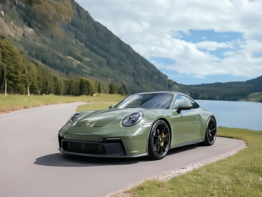 DIY Porsche 911 wrapped in Gloss HX20000 Olive Green wrap film HX20VFAB
