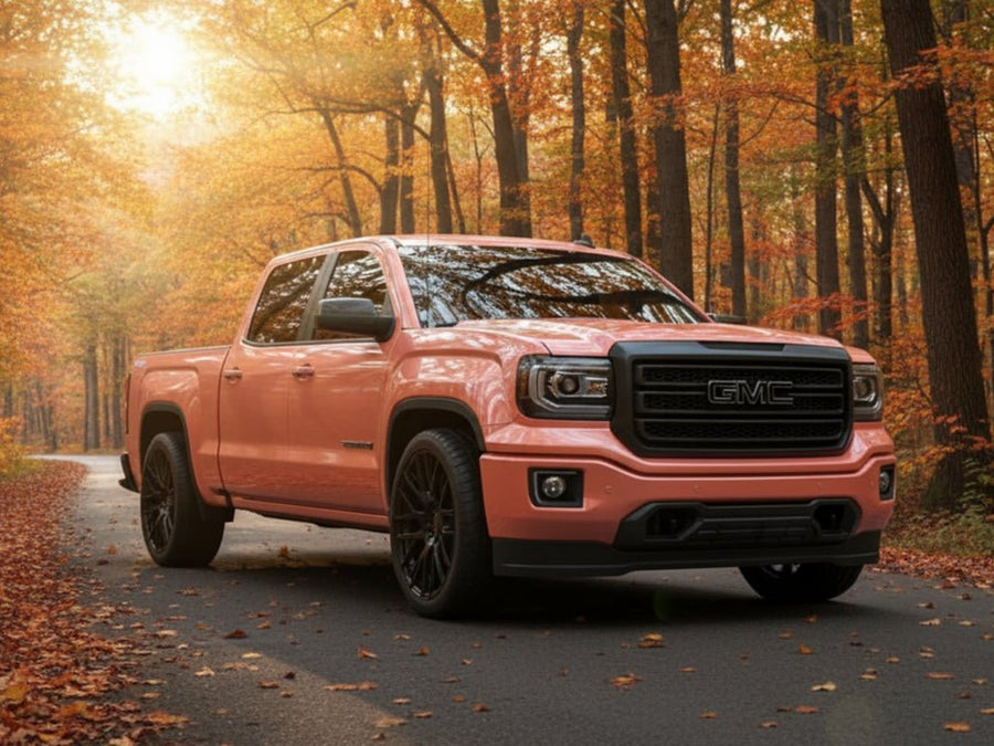 GMC Sierra wrapped in Hexis Super Gloss HXONE™ Phoenix Ocher restyling film HXONE301