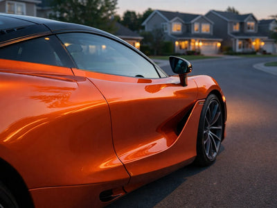 McLaren 720S wrapped in Super Gloss HXONE™ Sunrise Orange wrap film HXONE302