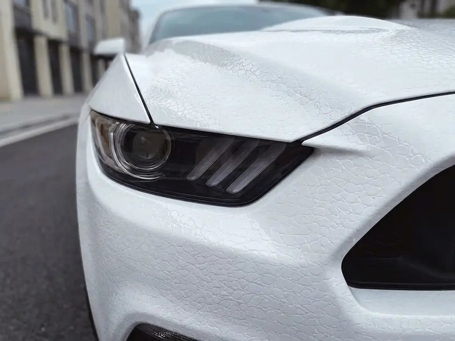 Ford Mustang wrapped in None HX30000 Glacier White Alligator Leather automotive vinyl film HX30AL003B
