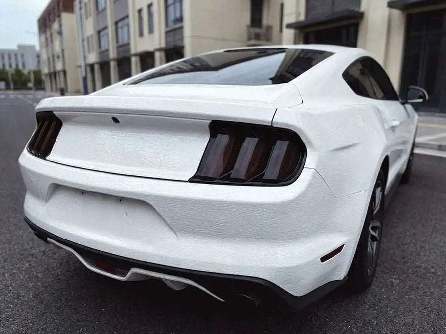 Ford Mustang wrapped in None HX30000 Glacier White Alligator Leather automotive vinyl film HX30AL003B detail