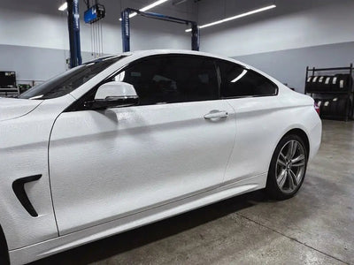 BMW 4 Series coupe wrapped in Hexis None HX30000 Glacier White Alligator Leather automotive vinyl film HX30AL003B