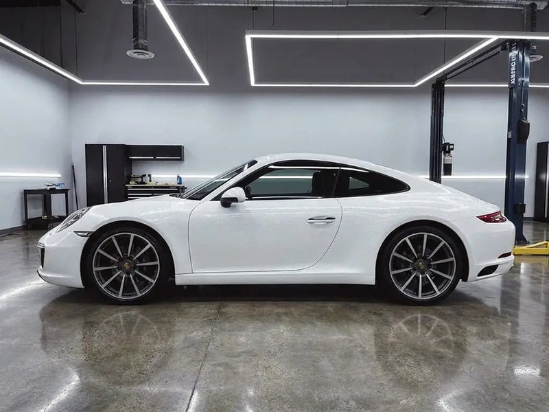 Porsche 911 wrapped in None HX30000 Glacier White Alligator Leather automotive vinyl film HX30AL003B detail