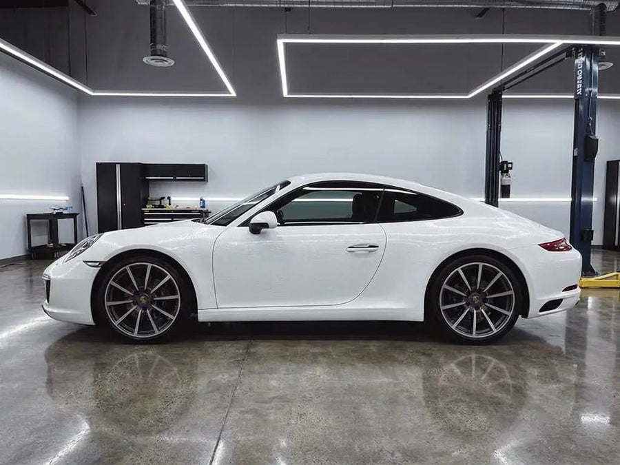 Porsche 911 wrapped in None HX30000 Glacier White Alligator Leather automotive vinyl film HX30AL003B detail