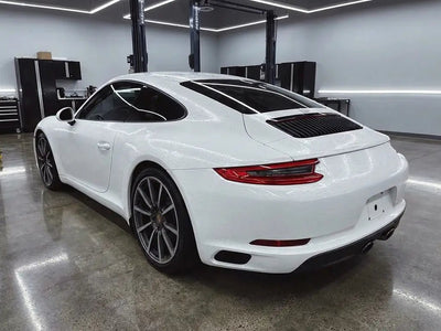 DIY Porsche 911 wrapped in None HX30000 Glacier White Alligator Leather vinyl wrap HX30AL003B detail