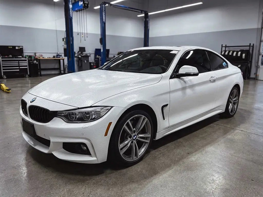 BMW 4 Series wrapped in Hexis None HX30000 Glacier White Alligator Leather restyling film HX30AL003B