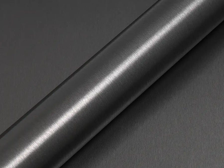 Color swatch of Hexis HX30000 Anthracite Gray Brushed Aluminum Vinyl Wrap HX30BAGANB