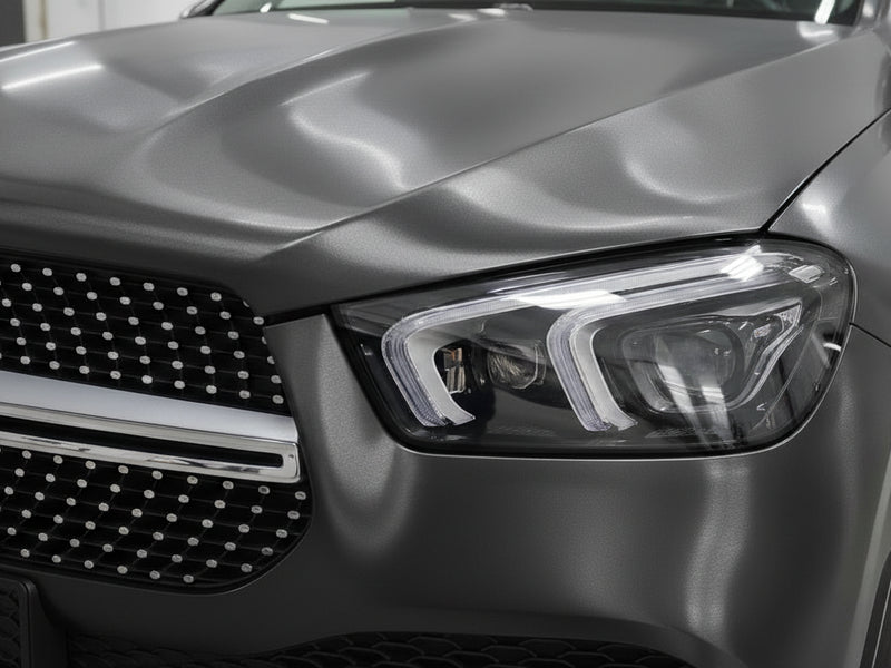 Mercedes-Benz E-Class wrapped in Brushed HX30000 Anthracite Gray Aluminum car wrap film HX30BAGANB