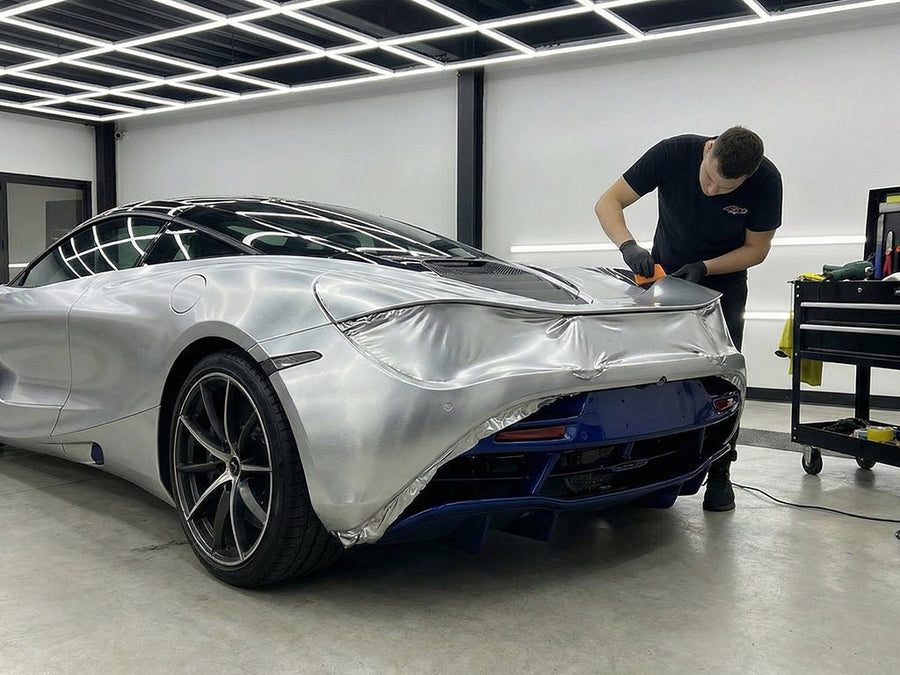 McLaren 720S wrapped in Brushed HX30000 Silver Aluminum car wrap film HX30BASILB