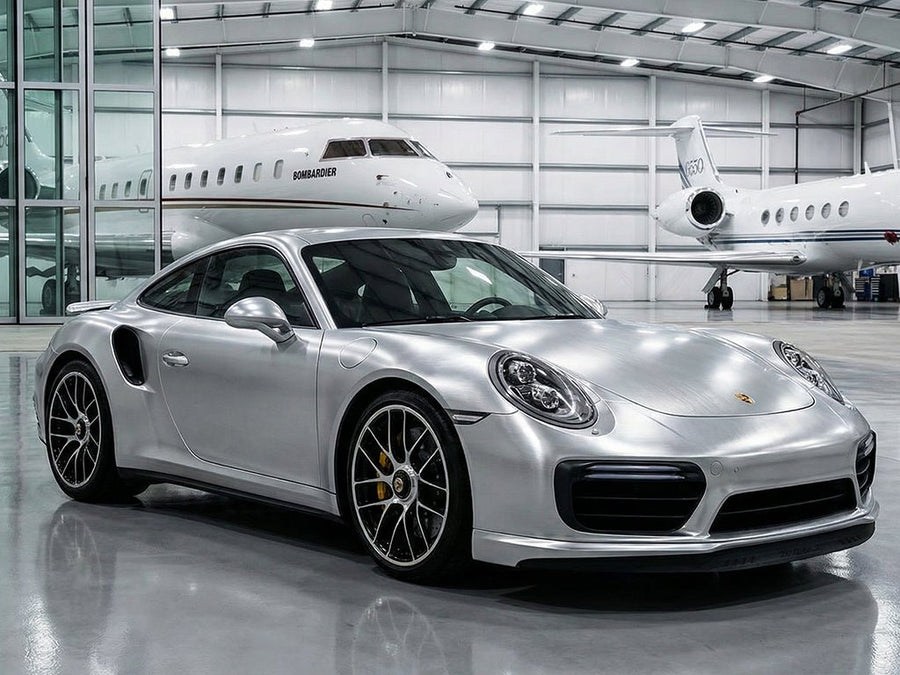 DIY Porsche 911 Turbo wrapped in Brushed HX30000 Silver Aluminum car wrap film HX30BASILB