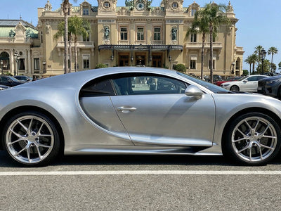 Bugatti Chiron wrapped in Hexis Brushed HX30000 Silver Aluminum automotive vinyl film HX30BASILB