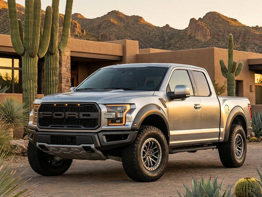 Ford F-150 Raptor wrapped in Brushed HX30000 Silver Aluminum vinyl wrap HX30BASILB