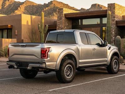 Ford F-150 Raptor wrapped in Hexis Brushed HX30000 Silver Aluminum automotive vinyl film HX30BASILB