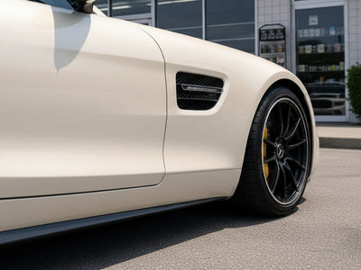 Mercedes-AMG GT wrapped in Hexis Gloss HX30000 Nacre White car wrap film HX30BNCB detail