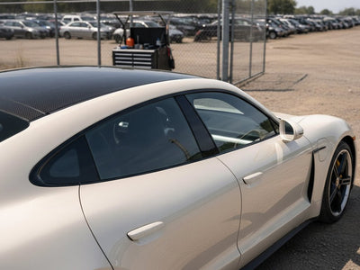 Porsche Taycan wrapped in Gloss HX30000 Nacre White car wrap film HX30BNCB