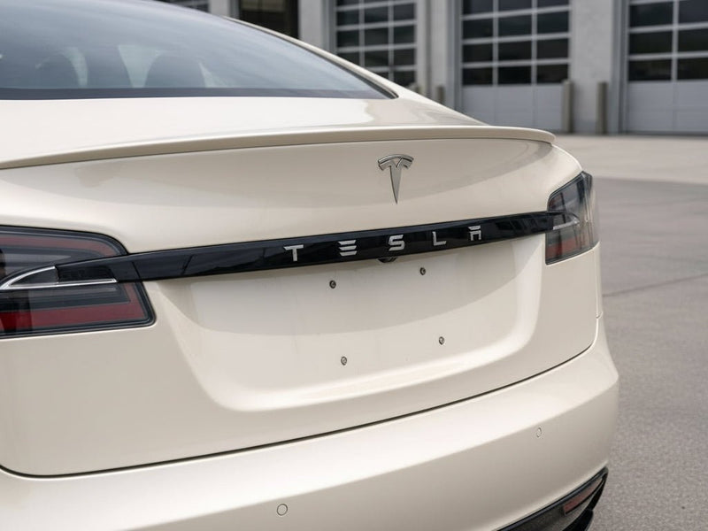 Tesla S wrapped in Gloss HX30000 Nacre White car wrap film HX30BNCB