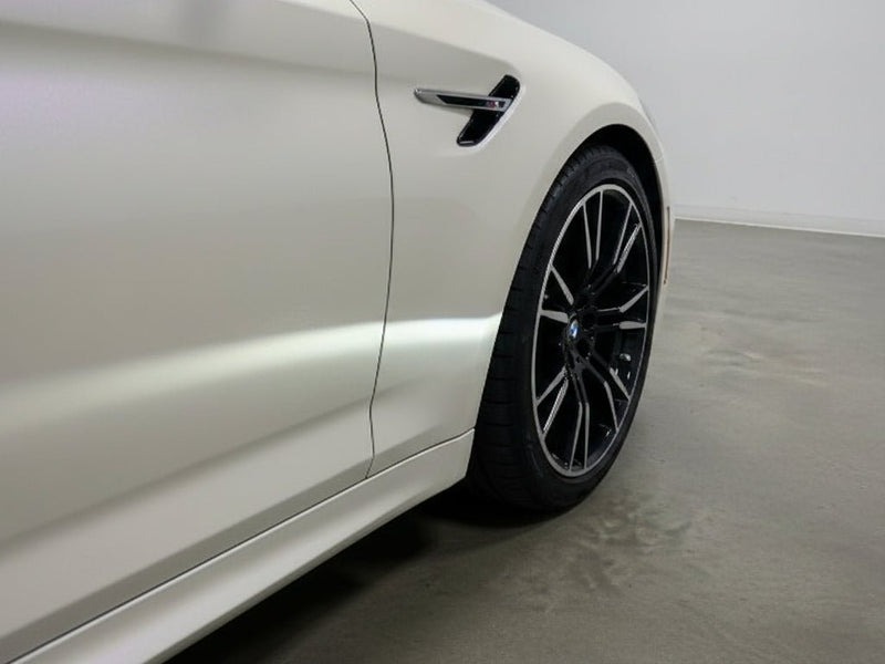 DIY BMW M4 wrapped in Gloss HX30000 Nacre White car wrap film HX30BNCB