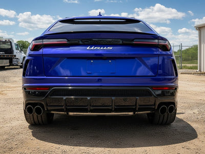 Lamborghini Urus wrapped in Gloss HX30000 Neon Blue vinyl wrap HX30BNEB