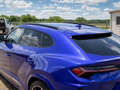 DIY Lamborghini Urus wrapped in Gloss HX30000 Neon Blue vinyl wrap HX30BNEB