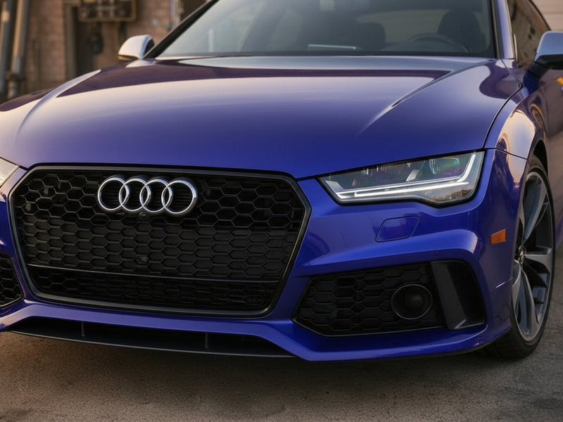 Audi RS7 wrapped in Hexis Gloss HX30000 Neon Blue car wrap film HX30BNEB