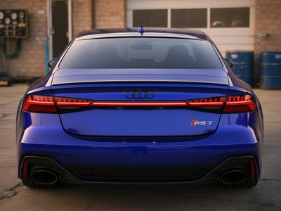 Audi RS7 wrapped in Gloss HX30000 Neon Blue automotive vinyl film HX30BNEB