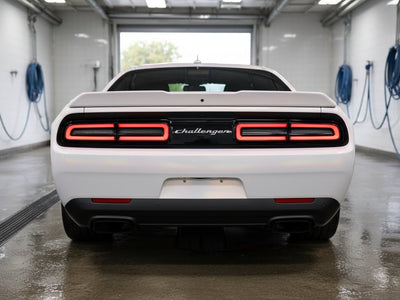 DIY Dodge Challenger wrapped in Gloss HX30000 Pearl White Variochrome restyling film HX30BPEB