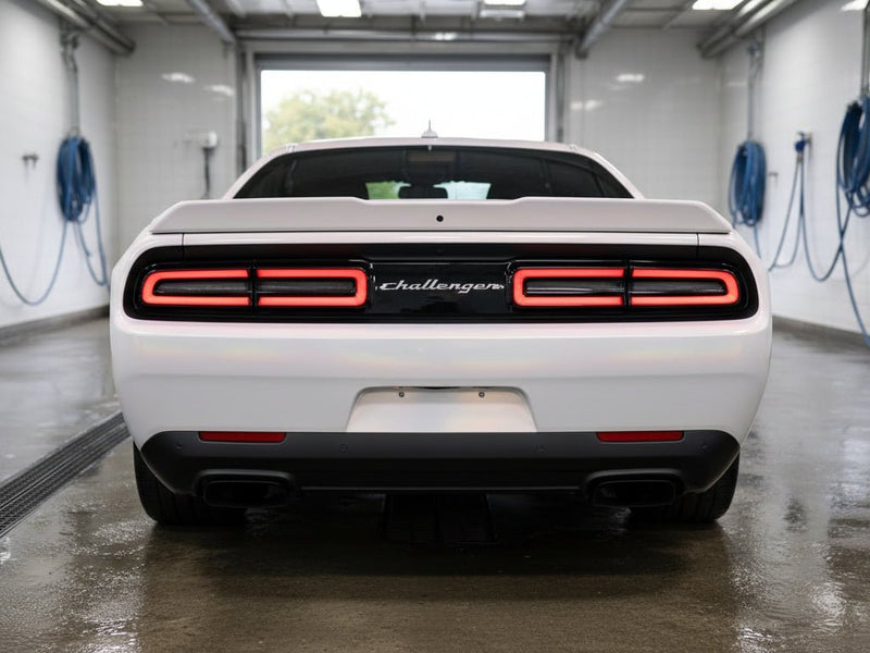DIY Dodge Challenger wrapped in Gloss HX30000 Pearl White Variochrome restyling film HX30BPEB