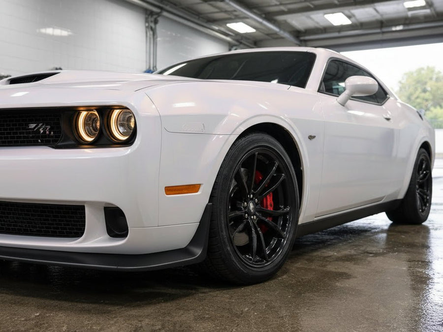 Dodge Challenger wrapped in Gloss HX30000 Pearl White Variochrome car wrap film HX30BPEB